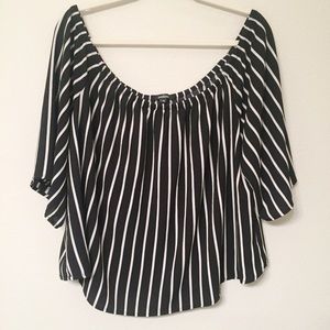 Ambiance Black & White Off the Shoulder Top